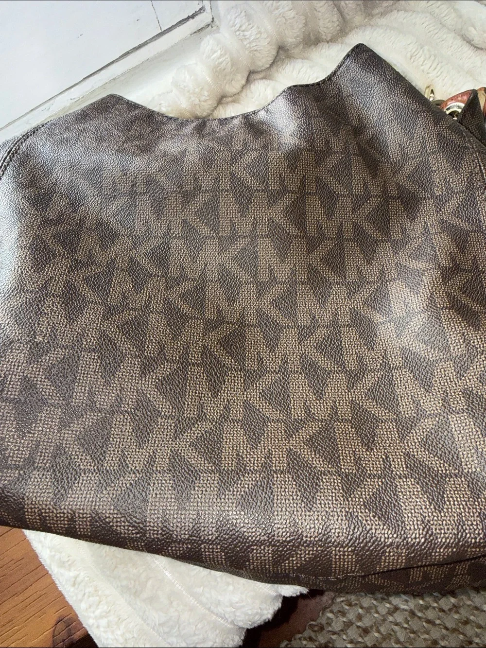 MICHAEL Michael Kors Fulton Large Hobo Shoulder Bag Monogram Brown Tan